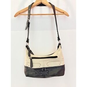 Stone &‎ Co Shoulder Bag Women Cream Black Colorblock Faux Leather Studded Purse